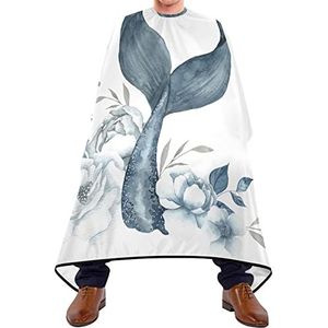 Barber Cape Zeemeermin-Bloemen-Bladeren Kapper Snijden Cape Wasbaar Hairdressing Cape Verstelbare Salon Cape Voor Kinderen Haar Ontwerp Haar Styling 140 x 170 cm