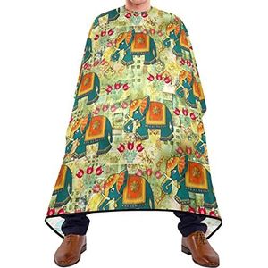 Haar Snijden Schort Kleurrijke Olifant Snijden Jurk Waterdichte Kappers Schort Verstelbare Elastische Sluiting Kappers Cape Voor Kapperszaak Kids Salon 140X170Cm