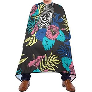 Salon Cape Zebra Hibiscus Bloem Haarknipcape Verstelbare Hairdressing Cape Waterdichte Kapsel Voor Haar Ontwerp Volwassen Haar Styling 140 x 170 cm