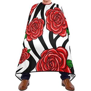 Kapper Jurk Cape Rode Rozen Patroon Kappers Schort Verstelbare Elastische Sluiting Kapper Cape Gemakkelijk Schoon Kapsel Cape Voor Kinderen Kapperszaak Salon 140X170Cm