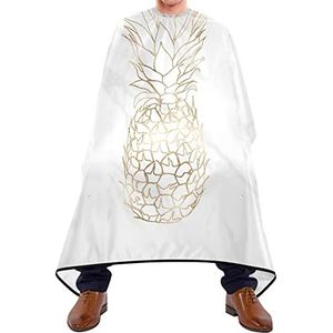 Kapkapperscape Gouden Dananas Op Marmeren Salon Cape Waterdichte Kapperscape Haar Verstelbare Kapsalon Cape Voor Haar Ontwerp Haar Styling Volwassenen 140 x 170 cm