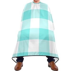Kapper Cape Aqua Blue Check Kappers Schort Lichtgewicht Salon Cape Gemakkelijk Schoon Baard Bib Voor Haar Verven Salon Kids 140X170Cm