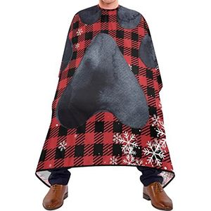 Kapperscape Zwarte Pootafdruk Kapperscape Antistatische Kapperscape Haar Ademende Hairdressing Cape Voor Haar Ontwerp Volwassen Haar Styling 140 x 170 cm