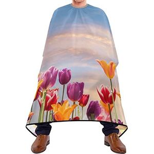 Kapper Cape Kleurrijke Tulpen Kapsel Cape Waterdichte Kapsel Salon Cape Verstelbare Elastische Sluiting Salon Cape Voor Kinderen Kapsel Schoonheidswinkels 140X170Cm