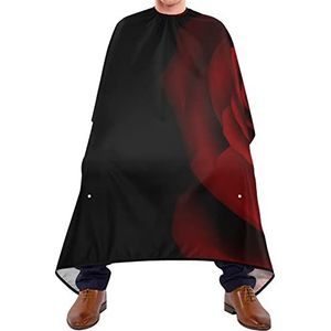 Kapperscape Rode Rose Bloem Op Zwarte Barber Cape Verstelbare Kapperscape Waterdichte Kappers Snijden Cape Voor Kinderen Volwassenen Haar Styling 140 x 170 cm