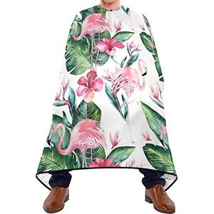 Kapmantel met flamingoblad, roze, kappers, schort, polyester, styling, licht schort, voor kappers, shampoo, kinderen, 140 x 170 cm