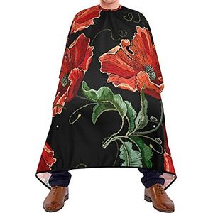 Kapper Cape Rode Klaprozen Bloemen Salon Cape Lichtgewicht Salonjurken Gemakkelijk Schoon Snijden Jurk Voor Schoonheidswinkels Volwassenen Salon 140X170Cm