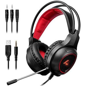 LYCANDER Gaming headset met microfoon en LED-licht, 3,5 mm ingang (voor PC, PS4, Xbox One, Nintendo Switch en meer)