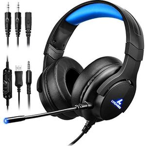 LYCANDER Gaming headset met microfoon en LED-licht, 3,5 mm ingang (voor PC, PS4, Xbox One, Nintendo Switch en meer)