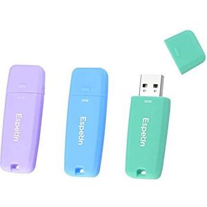 Espeon 3 Stück, 32 GB, USB 2.0, USB-Stick, Gummischalenschutz, Farbe: Macaroon - Hellblau, Hellviolett, Hellgrün