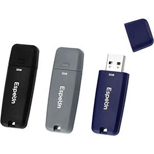 Espeon 3-PACK 32GB USB 2.0 Flash Drive, Zakelijke kleuren - Zwart, DARK Grijs, Navy Blauw - ESP32G3PKB