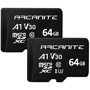 ARCANITE SET VAN 2 64 GB microSDXC-geheugenkaart met adapter - UHS-I U3, A1, V30, 4K, C10, microSD - AK2PV30A164