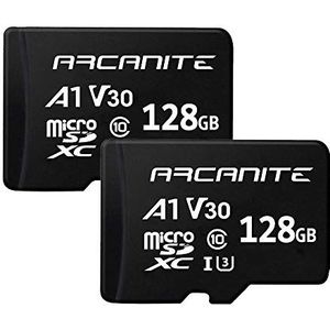 ARCANITE SET VAN 2 128 GB microSDXC-geheugenkaart met adapter - UHS-I U3, A1, V30, 4K, C10, microSD - AK2PV30A1128