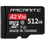 ARCANITE 512GB microSDXC geheugenkaart met adapter - A2, UHS-I U3, V30, 4K, C10, Micro SD, optimale leessnelheden tot 100 MB/s