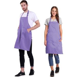 Verstelbare schort met lange banden, voor dames en heren, paars, maat XL