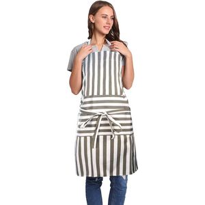 Verstelbare schort met lange banden, voor dames en heren, 18 kleuren, GY & WH strips