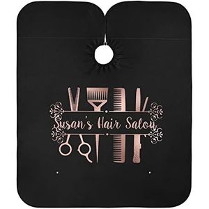 Aangepaste roségouden kapperskape, voeg uw tekst toe gepersonaliseerde professionele kapsalon cape, waterdichte kapsel tools baard scheerslabbetje voor thuis salon en kapperszaak, 65 x 55 inch