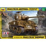 1:35 Zvezda 3676 US medium tank M4A3 (76) W SHERMAN Tank Plastic Modelbouwpakket