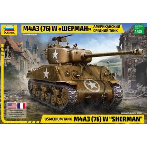 1:35 Zvezda 3676 US medium tank M4A3 (76) W SHERMAN Tank Plastic Modelbouwpakket