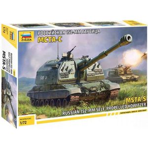 Zvezda Howitzer 5045 500785045-1:72 2S19 MST Russ.Self Howitzer modelbouwset van kunststof voor beginners ongelakt