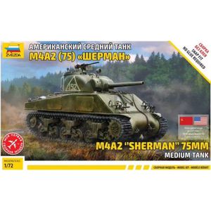 1:72 Zvezda 5063 M4A2 Sherman 75mm Medium Tank Plastic Modelbouwpakket