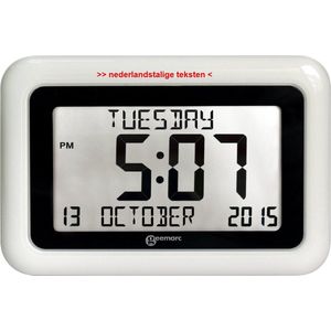 GEEMARC VISO10 digitale JUMBO kalender klok met onverkorte dag / datum / tijdweergave - Wit