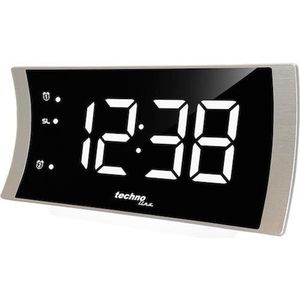 TECHNOLINE WT494 Fraaie KLOK / WEKKERRADIO - Curved / gebogen design in aluminiumlook