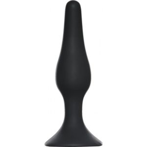 Lola Toys - BackDoor Black Edition - Slim Anal Plug - Dunne buttplug met zuignap - Kegelvorm - Anaalplug - L - 12,5cm x 3,1cm - Zwart