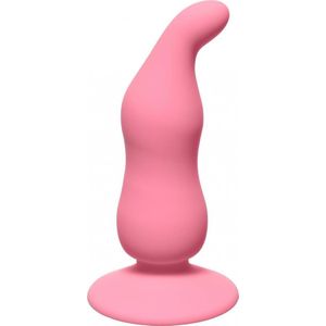 Lola Toys - First Time - Waved Anal Plug - Licht gebogen Buttplug met zuignap - Anaalplug - Prostaat Stimulatie - P-Spot - Unisex - 100% Fluweel zacht siliconen - 11cm x 3.1cm - Roze