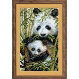 RIOLIS 1159 Panda met jongens kruissteekverpakking, katoen, meerkleurig, 22 x 38 x 0,1 cm