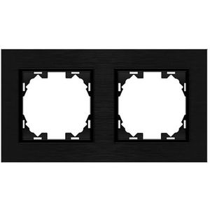 M Ledme 2-modules aluminium frame voor stopcontacten en schakelaars, kunststof, zwart