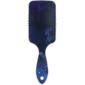 FANTAZIO Kerstmis Elk Wolken Styling Brush Haarborstel Geweldig voor rechtzetten, Smoothing, Top Detangling Brush Static-free