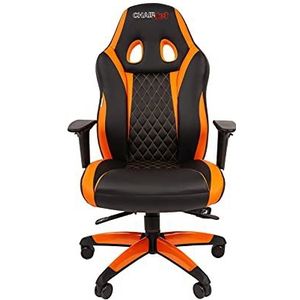 Chairjet PC-bureaustoel met zitdiepteverstelling, kantelfunctie, comfortabel PU-leer, hoge rugleuning, racesport, 150 kg, 15SA (zwart oranje)