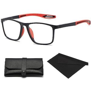 Sportbril voor heren, ultralicht, anti-blauw licht, presbyopische bril, sportfietsen leesbril, leesbril met dubbele focus (2,5 x, rood)