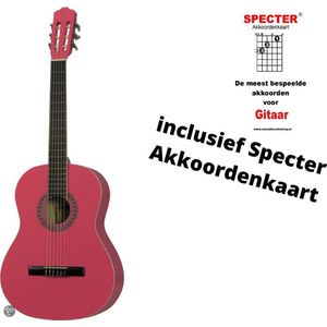 Klassieke Gitaar - Roze met handige akkoordenkaart