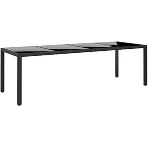 UYSELA Meubelset - tuintafel 250x100x75 cm Gehard glas en polyrotan zwart