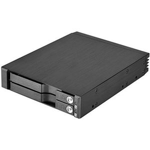 SilverStone SST-FS202B - 3,5 inch interne harde schijf behuizing voor 2 x 2,5 inch SAS/SATA HDD of SSD, aluminium, zonder plateau, hot-swappable met slot, zwart