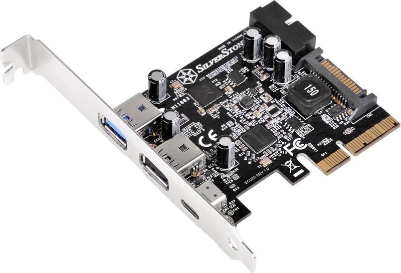 SilverStone - ECU05 - PCI-E 2.0 x2 Uitbreidingskaart - USB 3.1 Type-C - Zwart