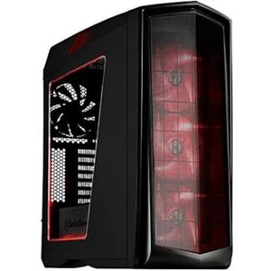SilverStone SST-PM01BR-W Primera ATX Gaming-behuizing met kijkvenster en rode LED, zwart