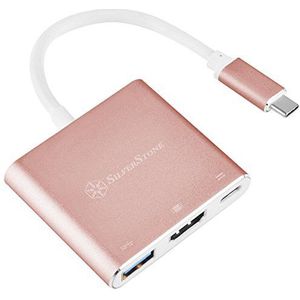 Silverstone - EP08P - Data + Video Adapter - Roze - USB 3.0/3.1/HDMI