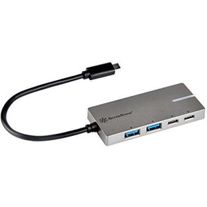 Silverstone EP09 Hub (USB C), Docking station + USB-hub, Grijs