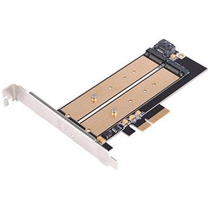 SilverStone SST-ECM22 PCI-E uitbreidingskaart 1x PCI-E x4 naar M.2 (NGFF) en 1x SATA naar M.2, superior koeling, ondersteunt M.2 SSD's met een lengte tot 110 mm