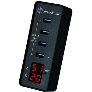 Silverstone SST-EP03 V2.0 4x USB 3.1 Gen1 HUB, zwart (Micro USB, 4 ports), Docking station + USB-hub, Zwart