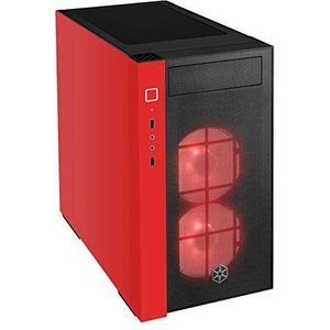 SilverStone SST-RL08BR-RGB - Red Line mini-tower gaming-computerbehuizing, zijwand van gehard glas, zwart