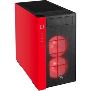 SilverStone SST-RL08BR-RGB - Red Line Mini Tower Micro ATX Gaming Computer Case, Volledig Gehard Glas, Zwart