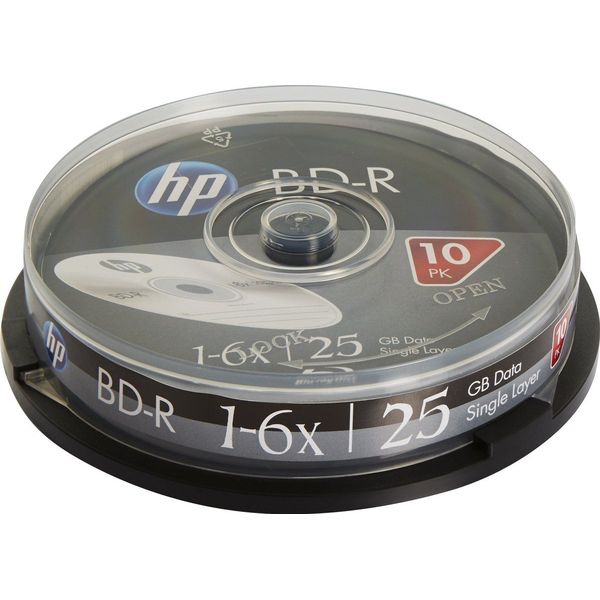 HP BD-R 6x Blu-ray Discs, 25GB - 10 Disc Cake Box kopen