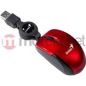 Genius - Micro-reiziger - Muis - Zwart - Rood - Bedraad