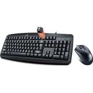 GENIUS toetsenbord + muis Smart KM-200, serie toetsenbord met przewodową muisą optyczną, US, klassiek, bedraad (USB), zwart
