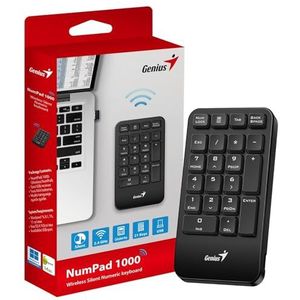 Genius NumPad 1000, Draadloos Stil Numeriek toetsenbord, 2.4GHz, USB-ontvanger Plug and Play, slank en Prortable Design