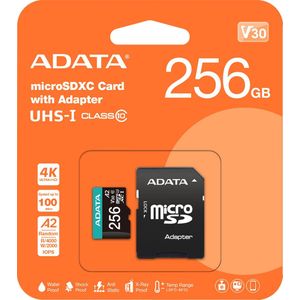 Adata - Premier Pro - Geheugenkaart - Blauw - 256 GB - microSDHC U3 UHS-I